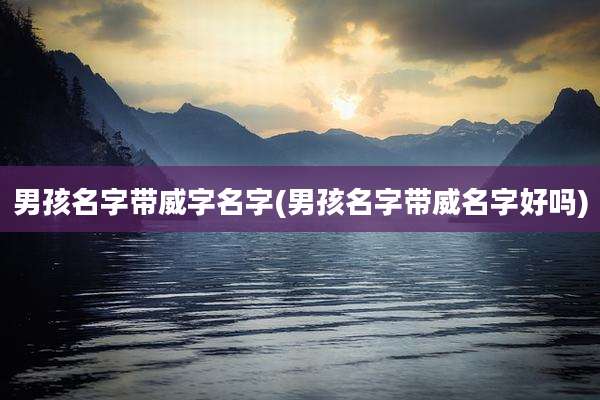 男孩名字带威字名字(男孩名字带威名字好吗)