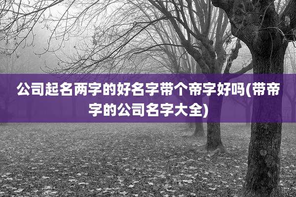 公司起名两字的好名字带个帝字好吗(带帝字的公司名字大全)