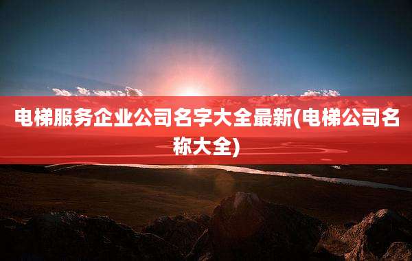 电梯服务企业公司名字大全最新(电梯公司名称大全)