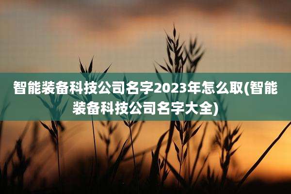 智能装备科技公司名字2023年怎么取(智能装备科技公司名字大全)