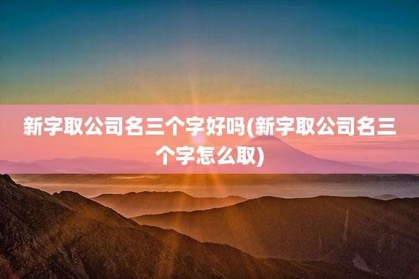新字取公司名三个字好吗(新字取公司名三个字怎么取)