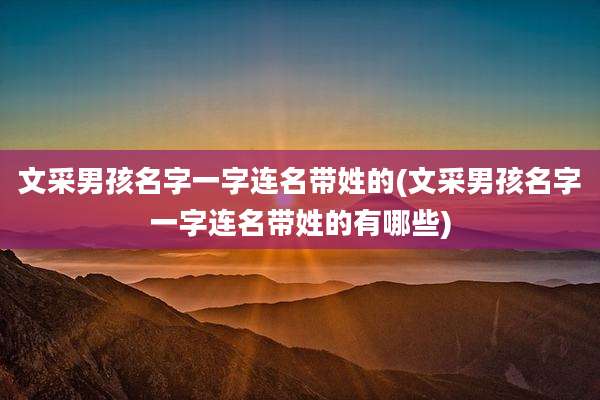 文采男孩名字一字连名带姓的(文采男孩名字一字连名带姓的有哪些)