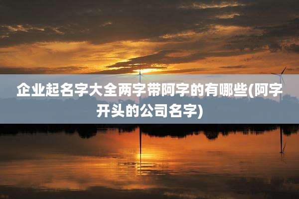 企业起名字大全两字带阿字的有哪些(阿字开头的公司名字)