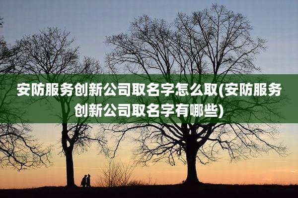 安防服务创新公司取名字怎么取(安防服务创新公司取名字有哪些)