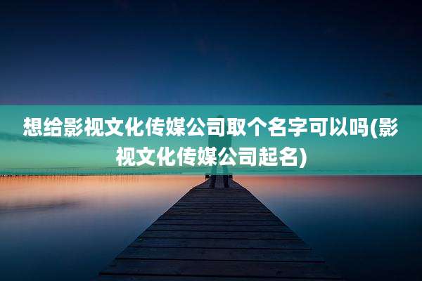 想给影视文化传媒公司取个名字可以吗(影视文化传媒公司起名)