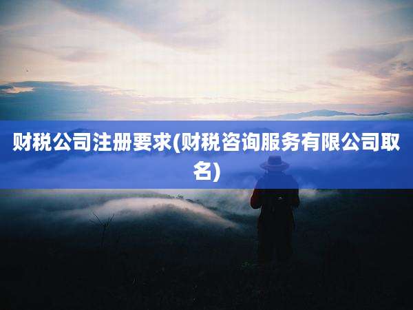 财税公司注册要求(财税咨询服务有限公司取名)