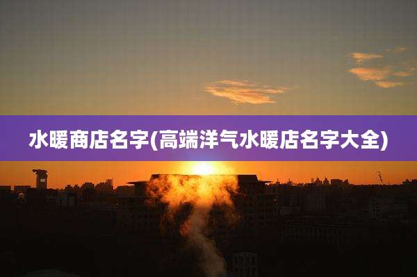 水暖商店名字(高端洋气水暖店名字大全)