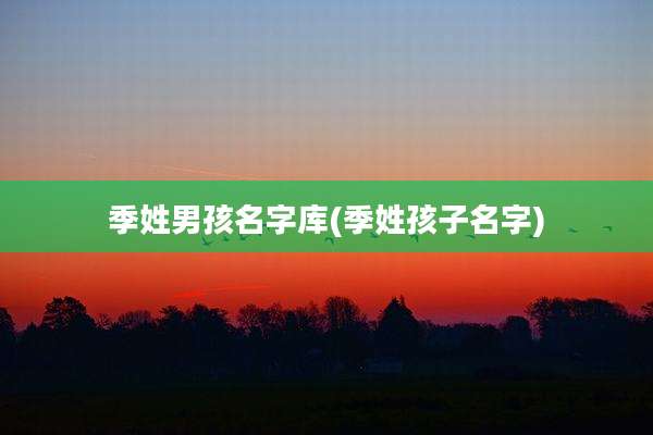 季姓男孩名字库(季姓孩子名字)