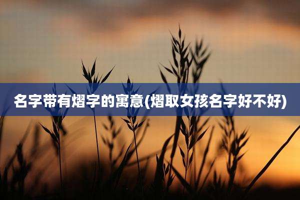 名字带有熠字的寓意(熠取女孩名字好不好)