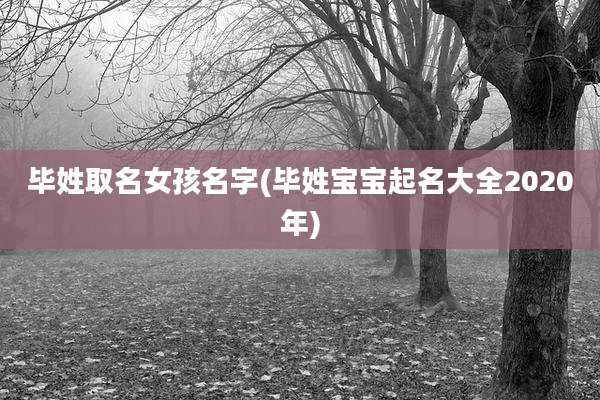 毕姓取名女孩名字(毕姓宝宝起名大全2020年)