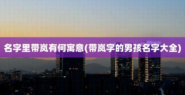 名字里带岚有何寓意(带岚字的男孩名字大全)