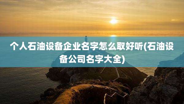 个人石油设备企业名字怎么取好听(石油设备公司名字大全)