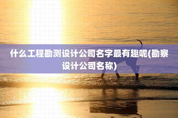 什么工程勘测设计公司名字最有趣呢(勘察设计公司名称)