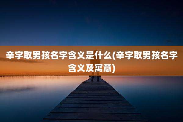 辛字取男孩名字含义是什么(辛字取男孩名字含义及寓意)