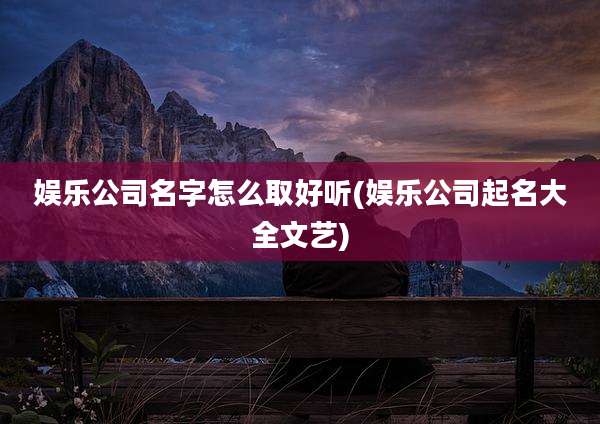 娱乐公司名字怎么取好听(娱乐公司起名大全文艺)