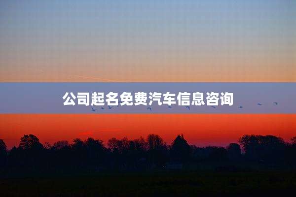 公司起名免费汽车信息咨询