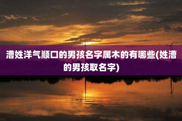 漕姓洋气顺口的男孩名字属木的有哪些(姓漕的男孩取名字)