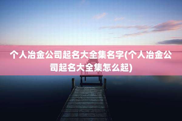 个人冶金公司起名大全集名字(个人冶金公司起名大全集怎么起)