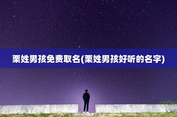 栗姓男孩免费取名(栗姓男孩好听的名字)