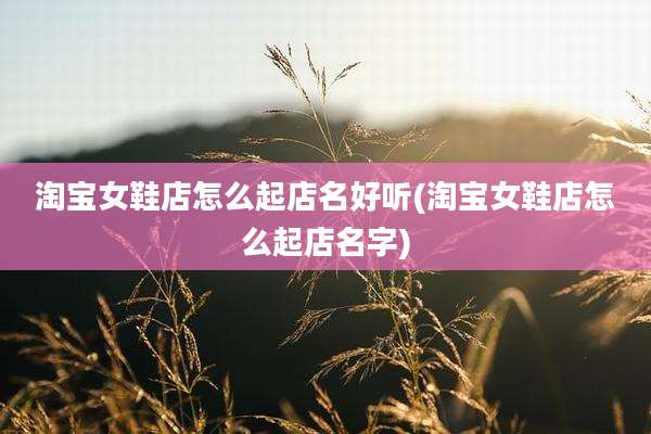 淘宝女鞋店怎么起店名好听(淘宝女鞋店怎么起店名字)