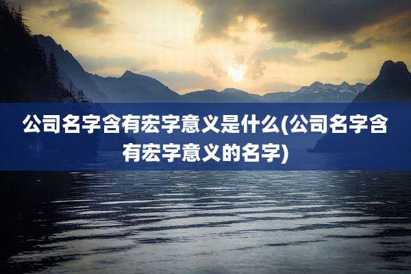 公司名字含有宏字意义是什么(公司名字含有宏字意义的名字)