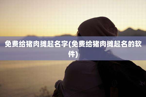 免费给猪肉摊起名字(免费给猪肉摊起名的软件)