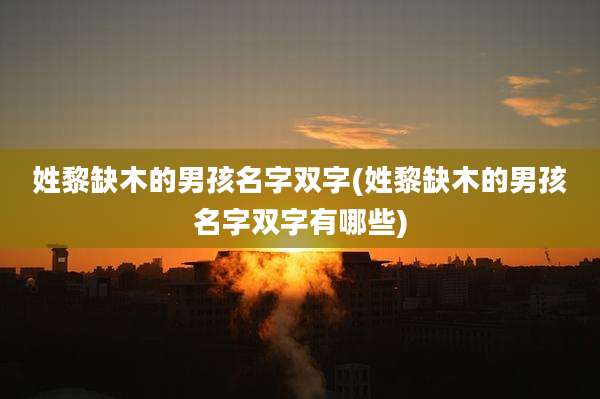 姓黎缺木的男孩名字双字(姓黎缺木的男孩名字双字有哪些)