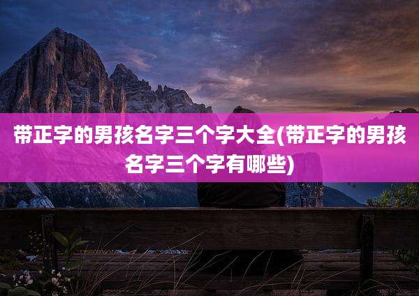 带正字的男孩名字三个字大全(带正字的男孩名字三个字有哪些)
