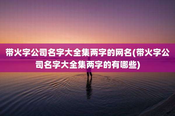 带火字公司名字大全集两字的网名(带火字公司名字大全集两字的有哪些)
