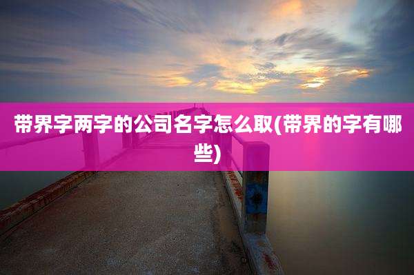 带界字两字的公司名字怎么取(带界的字有哪些)