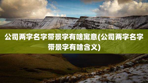 公司两字名字带景字有啥寓意(公司两字名字带景字有啥含义)