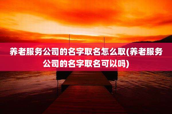 养老服务公司的名字取名怎么取(养老服务公司的名字取名可以吗)
