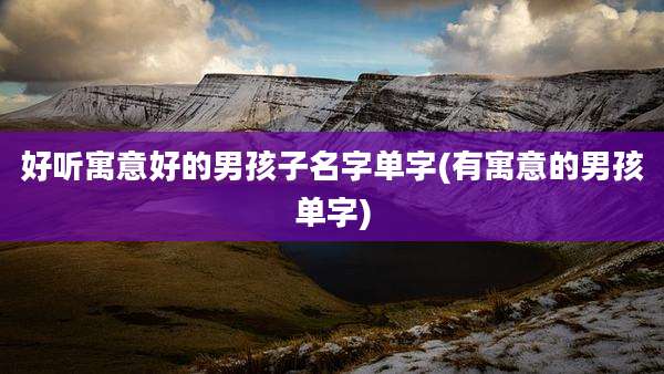 好听寓意好的男孩子名字单字(有寓意的男孩单字)