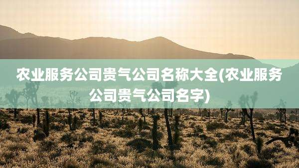 农业服务公司贵气公司名称大全(农业服务公司贵气公司名字)