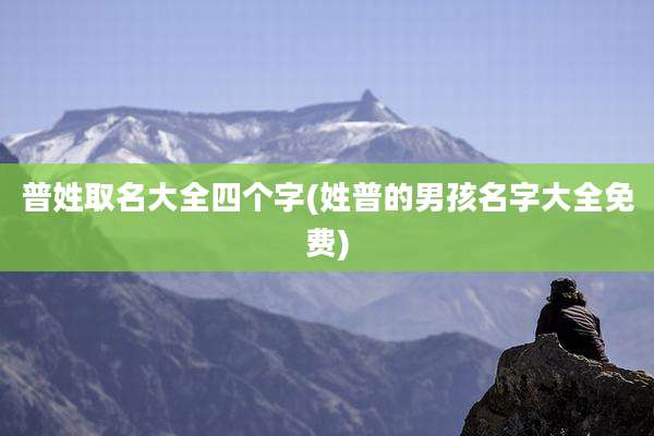 普姓取名大全四个字(姓普的男孩名字大全免费)
