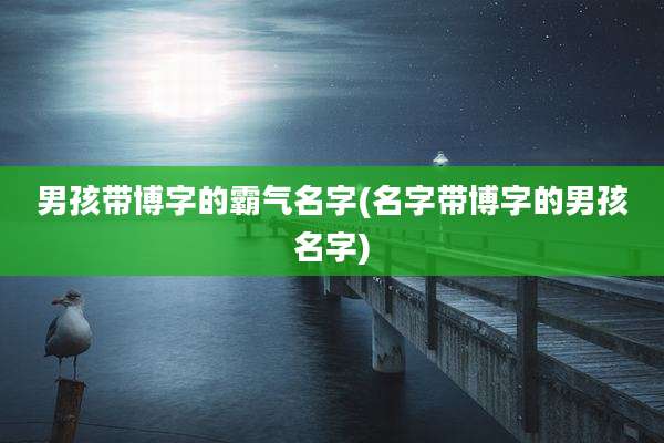 男孩带博字的霸气名字(名字带博字的男孩名字)