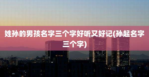 姓孙的男孩名字三个字好听又好记(孙起名字三个字)