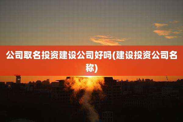 公司取名投资建设公司好吗(建设投资公司名称)