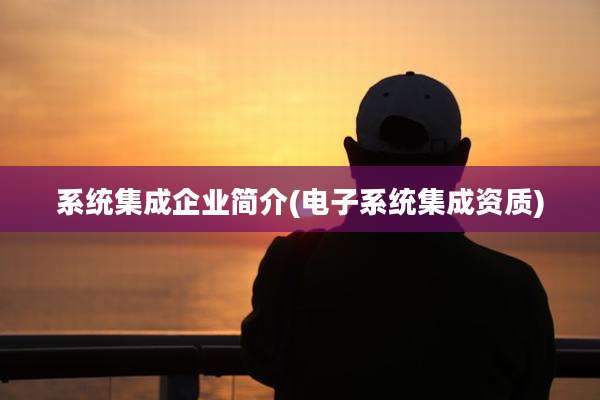 系统集成企业简介(电子系统集成资质)