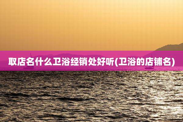 取店名什么卫浴经销处好听(卫浴的店铺名)