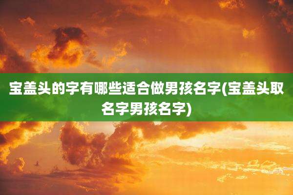 宝盖头的字有哪些适合做男孩名字(宝盖头取名字男孩名字)