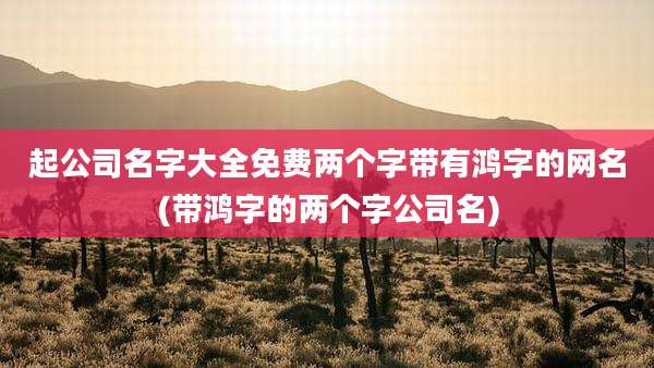 起公司名字大全免费两个字带有鸿字的网名(带鸿字的两个字公司名)