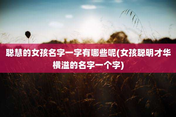 聪慧的女孩名字一字有哪些呢(女孩聪明才华横溢的名字一个字)