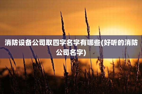 消防设备公司取四字名字有哪些(好听的消防公司名字)