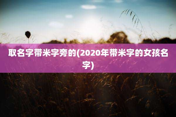 取名字带米字旁的(2020年带米字的女孩名字)