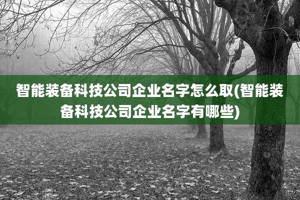 智能装备科技公司企业名字怎么取(智能装备科技公司企业名字有哪些)