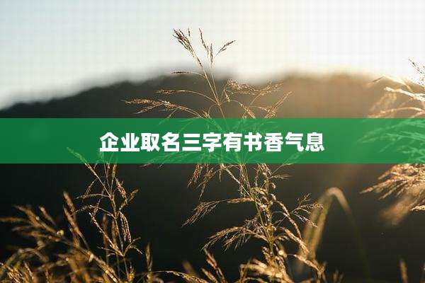 企业取名三字有书香气息