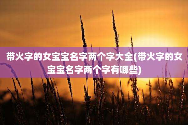 带火字的女宝宝名字两个字大全(带火字的女宝宝名字两个字有哪些)