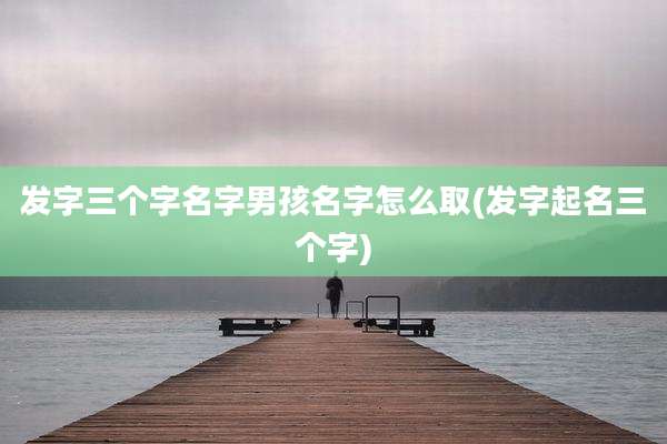 发字三个字名字男孩名字怎么取(发字起名三个字)