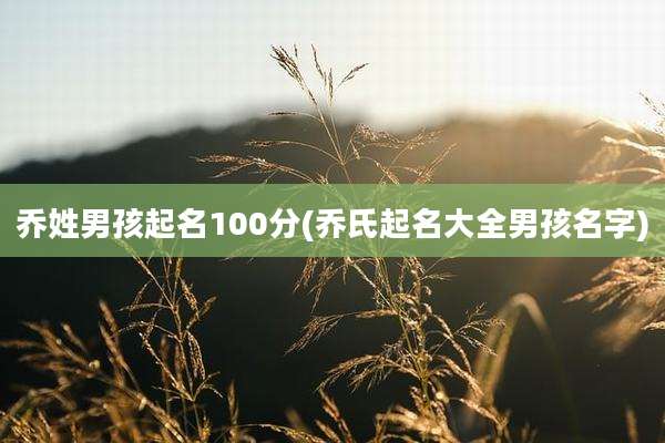 乔姓男孩起名100分(乔氏起名大全男孩名字)